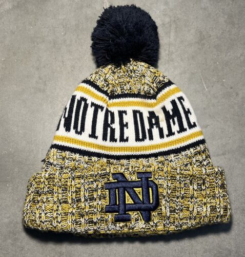 Youth Notre Dame University Fighting Irish New Era Embroidered Knit Pom Beanie