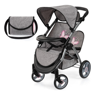 Bayer Design Zwillings-Puppenwagen Twin Star grau Schmetterling TOP |  eBay.de