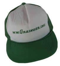 Grainger w.w.GRAINGER.INC Green White Mesh Snapback Trucker Hat Vintage Baseball