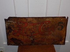 Vintage Drink Pepsi Cola Refreshing and Healthful Tin Tacker Sign