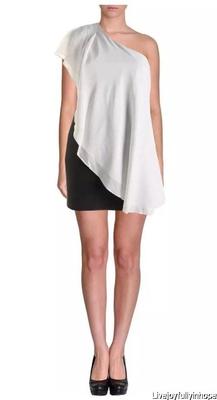 AQUA ~ New! NWT Size 0 ~ Black & White Colorblock One Shoulder GODDESS Dress 2