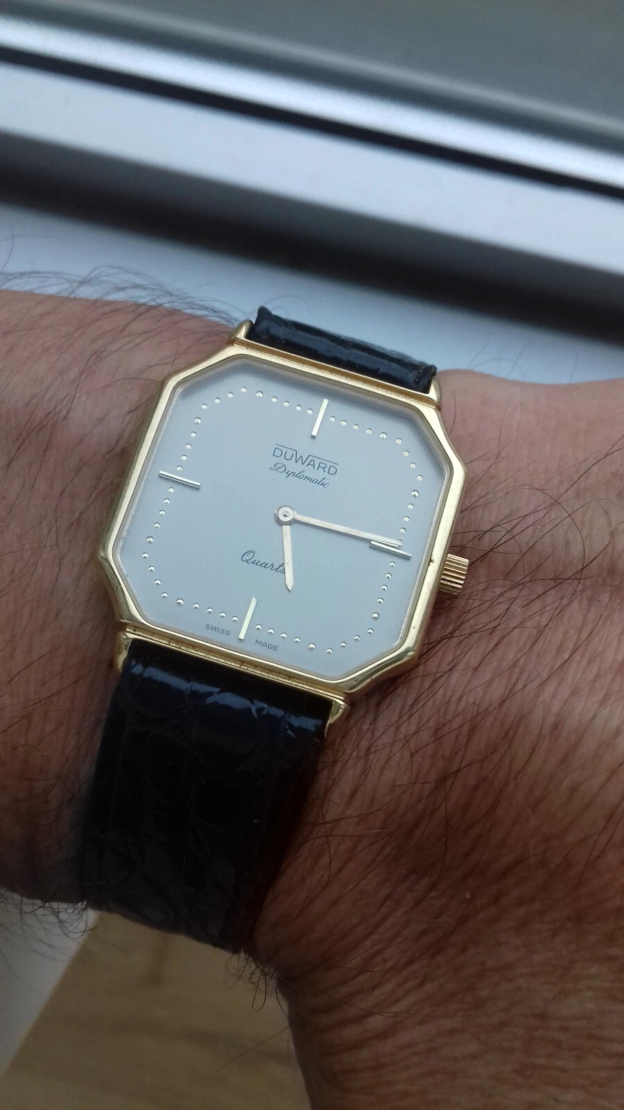 Montre Duward Diplomatic Hexagono 135.105 - Vintage Suisse Quartz - Neuf Avec étiquettes