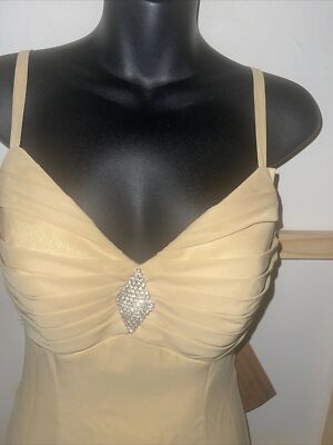 Light IN The Box Gold Chiffon/ Satin Embellished Evening/ Cocktail Dress Sz  8 | eBay
