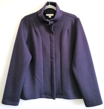 Coldwater Creek Womens Purple Full Zip Long Sleeve Quilted Jacket Size L
