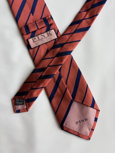 THOMAS PINK Silk Tie Coral Orange Stripe - 60" L x 3.25" W. EUC - Picture 4 of 5