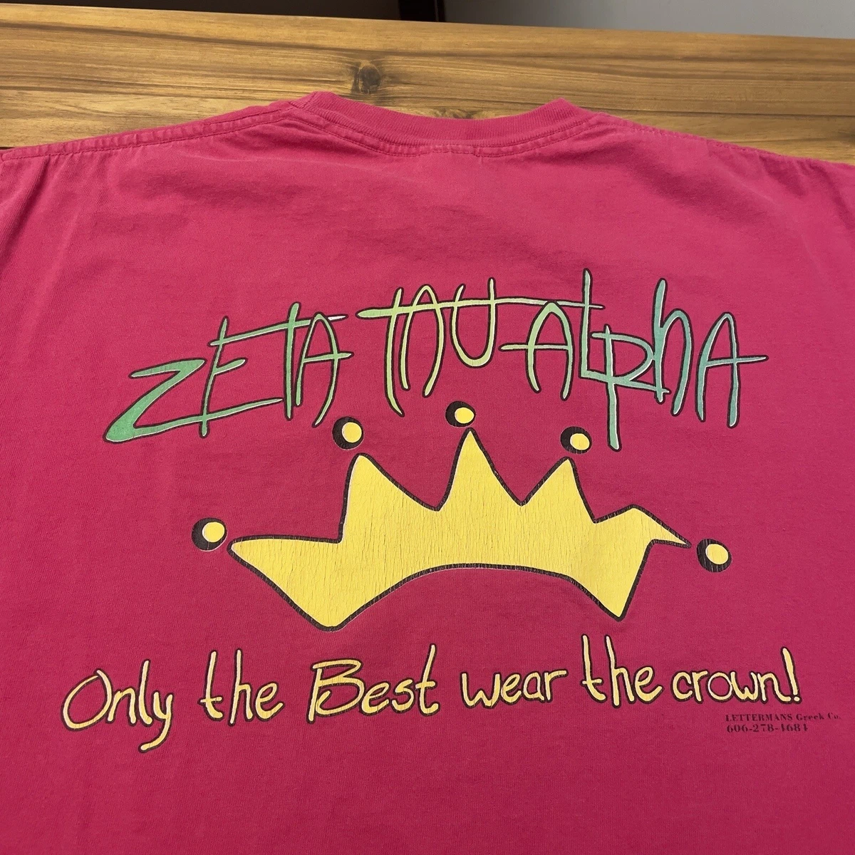 Vintage 90s Zeta Tau Alpha ZTA 1996 Bid Day Sorority Shirt Large Magenta USA