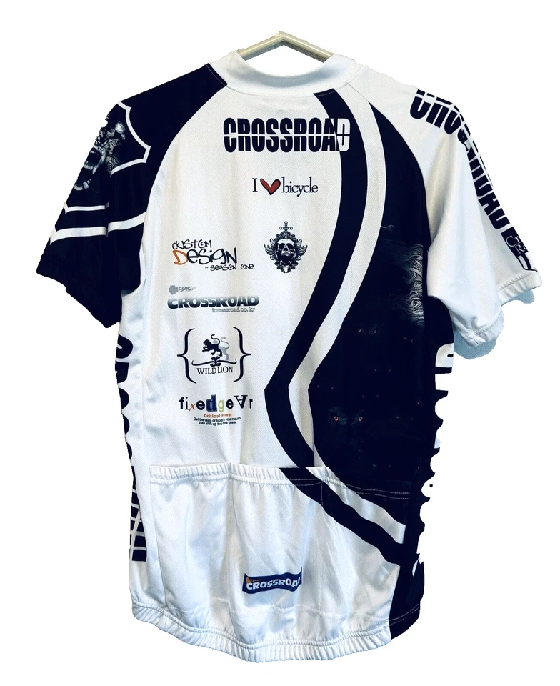 Camisa de ciclista de manga corta con cremallera completa estampado de calaveras FixGear para hombre talla XL Foto 3 de 4