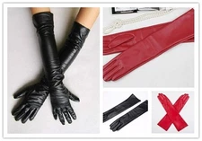 Women's Faux Leather Long Gloves Evening Party Fashion Warm Gloves Touchscreen