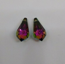 2pc Swarovski Crystal Vitrail Medium 18mm Teardrop 6000 Pendants; RARE
