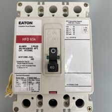 EATON HFD3060 HFD 65K 60AMP 600VAC 250VDC 3P INDUSTRIAL CIRCUIT BREAKER NO BOX 