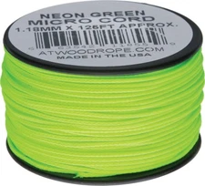 Micro Cord 125ft Atwood Rope MFG Made in USA Neon Green RG1284 &