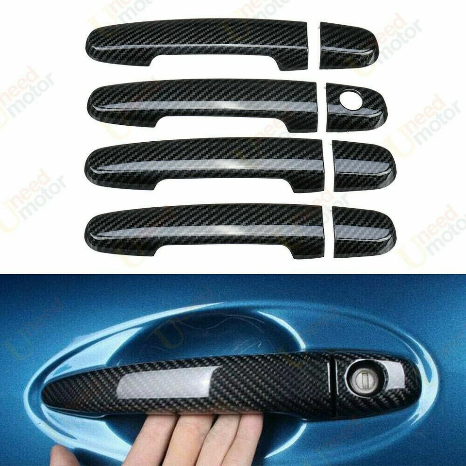 Fit For Toyota Corolla 2003-2011 Carbon Fiber Style Door Handle Cover Trim - Image 2 of 4