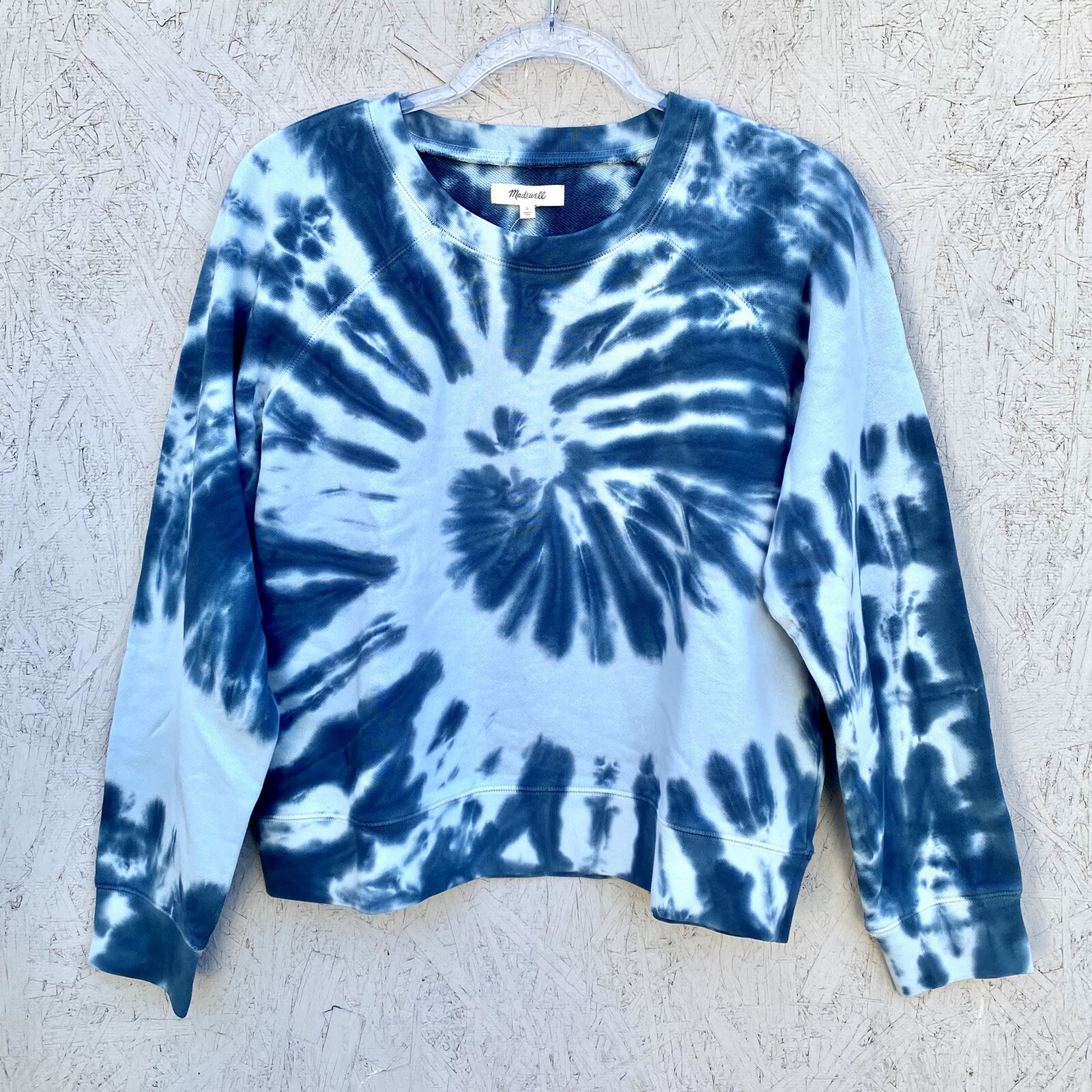 NWT Madewell Tie Dye Resourced Cotton Cropped Sweatshirt L Blue | eBay