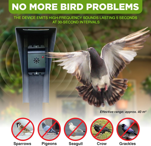 Ultrasonic Bird Repeller Device, Battery Powered Portable Bird Deterrent, Pigeon - Picture 7 of 12