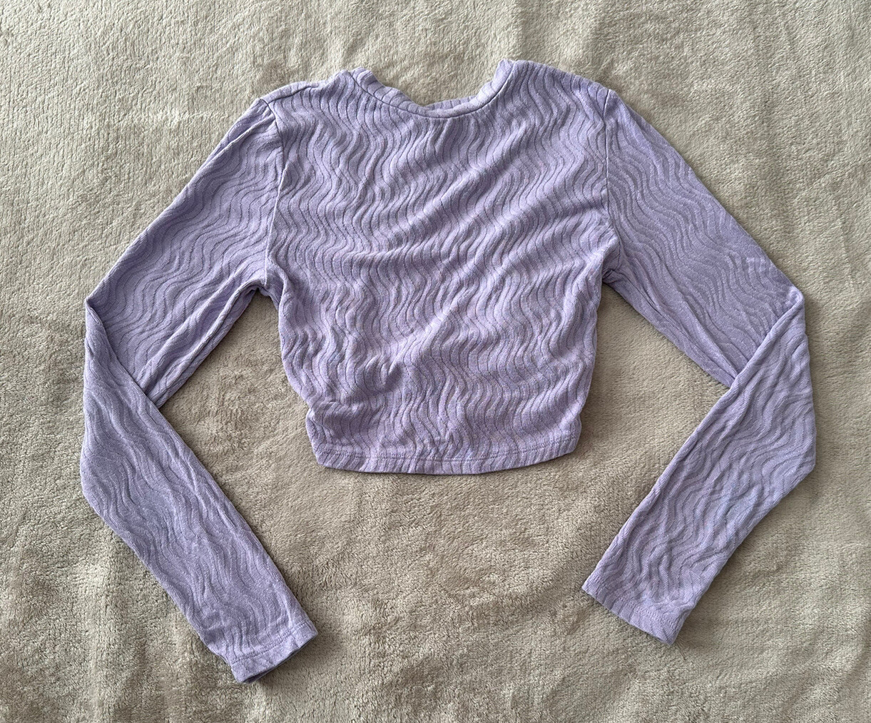 New Primark Purple Knot Cropped Top Long Sleeve Size XS/S Open Back eBay