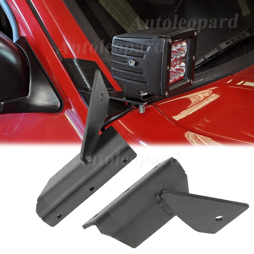【S-low 】Jelly BeanTHEBARBAROCKETS Rough Country Lower Windshield LED Brackets for 1984-01 Jeep