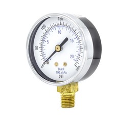 Dry Lower Mount Pressure Gauge with 2.5" Dial, 0-300 PSI, 1/4" Male NPT