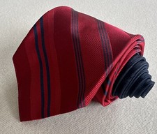 Tommy Hilfiger Tie Red Navy Diagonal Striped Repp Necktie Vintage Silk USA Made
