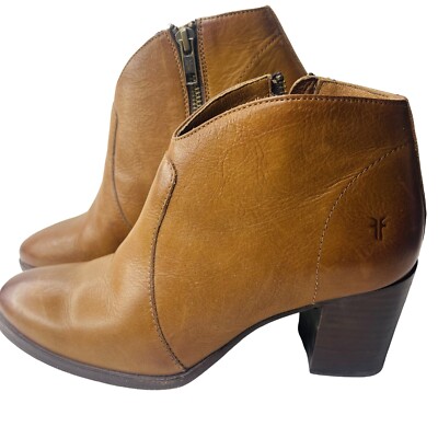 Frye Women's Nora Zip Ankle Booties Cognac brown Size