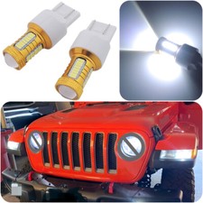 2x 6000k White 7443 Led Daytime Running Light Bulbs For Jeep Gladiator 2020-2024
