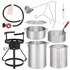 LEADZM Propane 30 Qt. Turkey 10 Qt. Fish Fryer Boiler Steamer Set