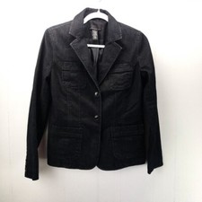 Attention Women's Denim Blazer Jean Jacket Dark Wash Long Sleeve Size 6