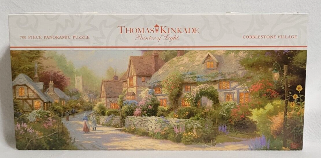 Thomas Kinkade Cobblestone Village 700 Piece Panoramic Puzzle
