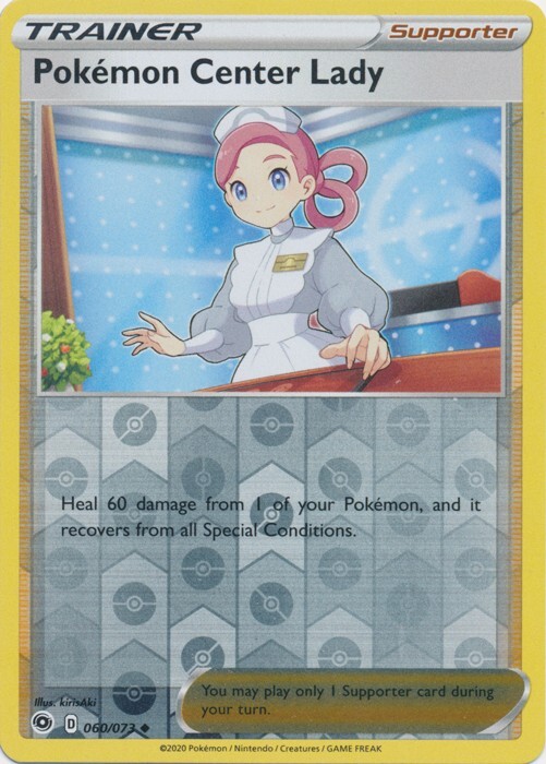 Reverse Holo Pokemon Center Lady 60/73 Uncommon Champion's Path Pokemon TCG