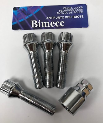 ALLOY WHEEL LOCKING BOLTS 55mm THREAD SILVER BIMECC M14X1.5 FOR VW T5 T6 T28 T30