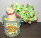 Whimsical Country Mouse Decor Kitchen Galvanized Garden Welcome Sunflower Pail — photo 1