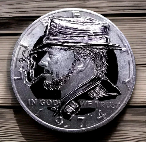 アメリカコイン Hobo Nickel hand carved original by J&M Tarantula Kennedy as Clint