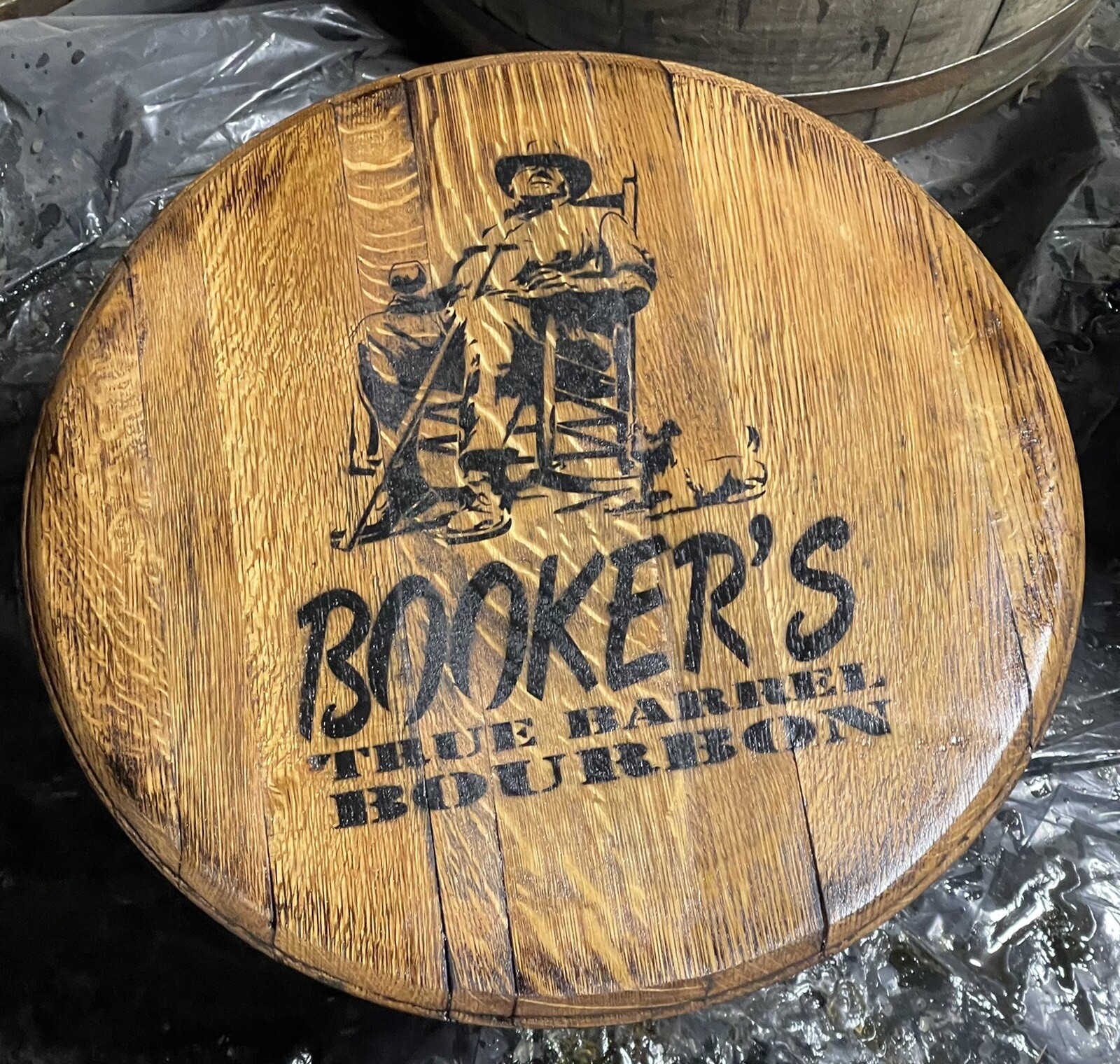 (BOOKERS) Jim Beam Distillery Bourbon Barrel Authentic Head 21” Dia.