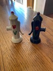 Vintage 50s Cast Iron Water Pump Flower Floral Salt and Pepper Shakers — photo 1