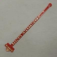 RESORTS INTERNATIONAL HOTEL & CASINO ATLANTIC CITY, N. J. SWIZZLE STICK 