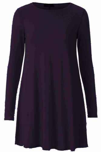 Ladies Long Sleeve Plain Swing/Skater Dress UK 8 - 24 - Picture 13 of 19