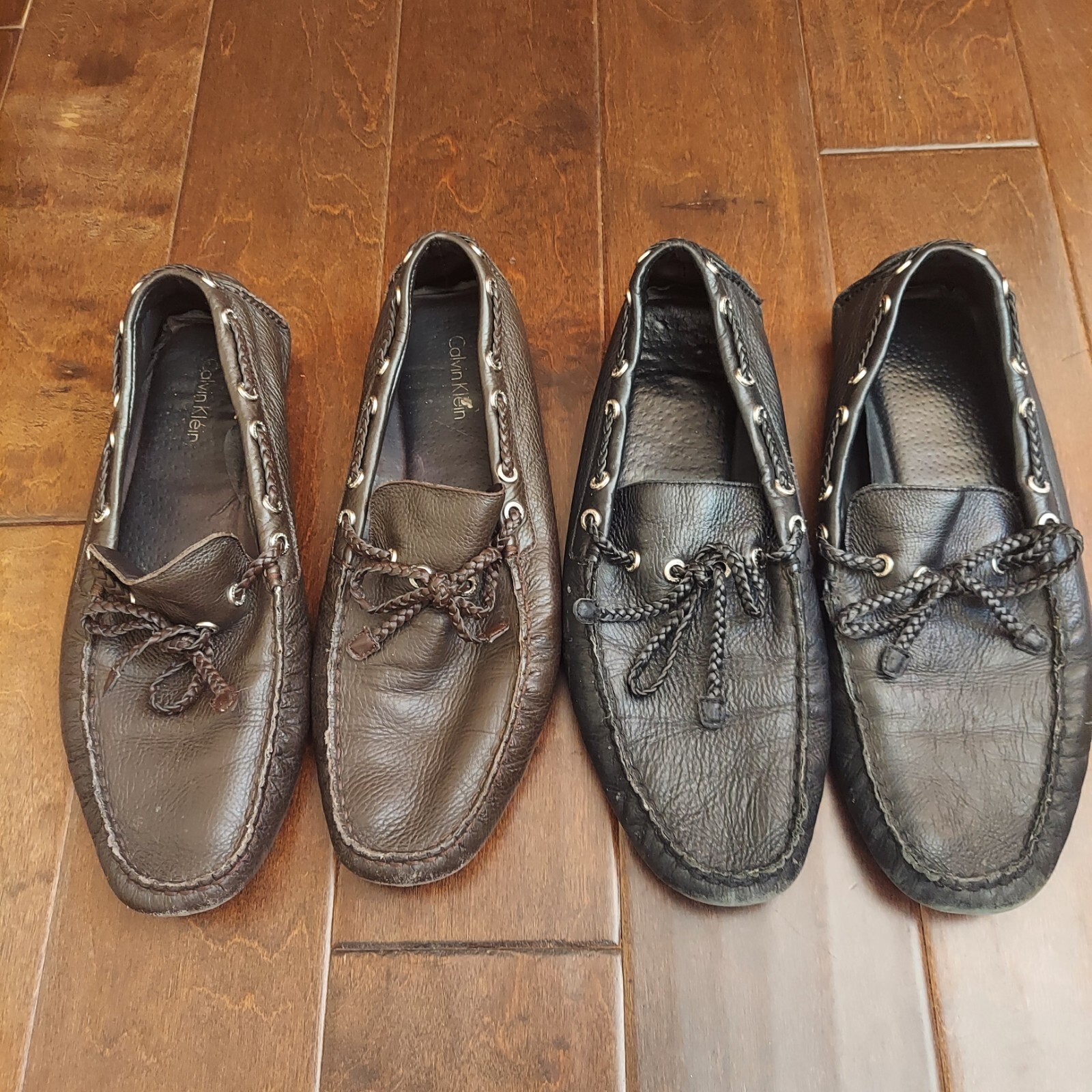 LOTTO mocassini slip da uomo neri e marroni in pelle taglia 9