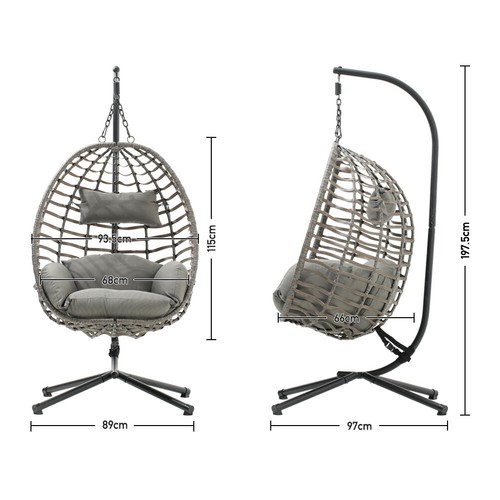 Rattan Egg Chair Swing Indoor Outdoor Garden Patio Hanging Wicker