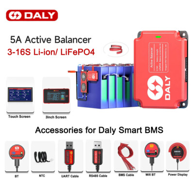 Daly Smart BMS Accessories BT/RS485/UART/Cable/Touch Screen/Active Balancer lot
