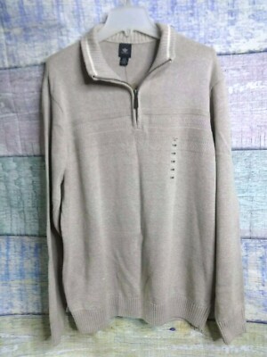 NEW Dockers Warm Pullover Mens Soft Cotton Knit 1/4 Zip Sweater Khaki Marl - XL