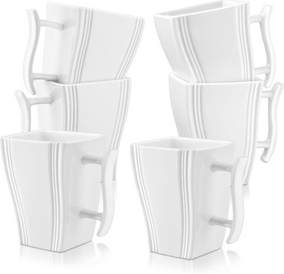 MALACASA, Serie FLORA, 330 ml (10,4 * 7,5 cm) 6 Teiliges Set Kaffeeservice, weiß