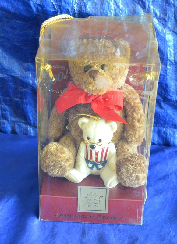 Lenox American Bears 100th Anniversary Teddy Bear with Porcelain Ornament 24k