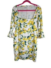 Colorful Fruit Dress White 14 Retro Lemon Resort Preppy Classic Summer