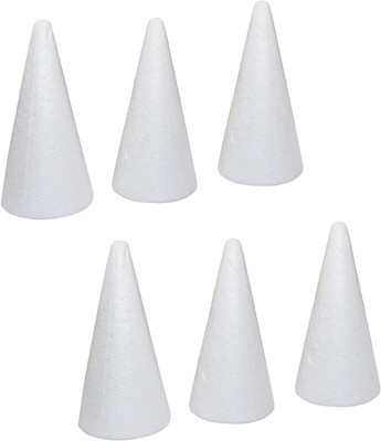 6Pcs Craft Foam Cones White Polystyrene Cone Shaped Foam 1.65X3.3In for C