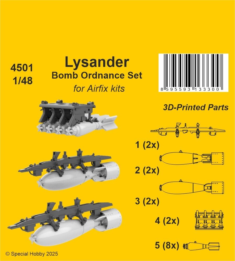 CMK 129-4501 - 1:48 Lysander Bomb Ordnance Set For Airfix - New