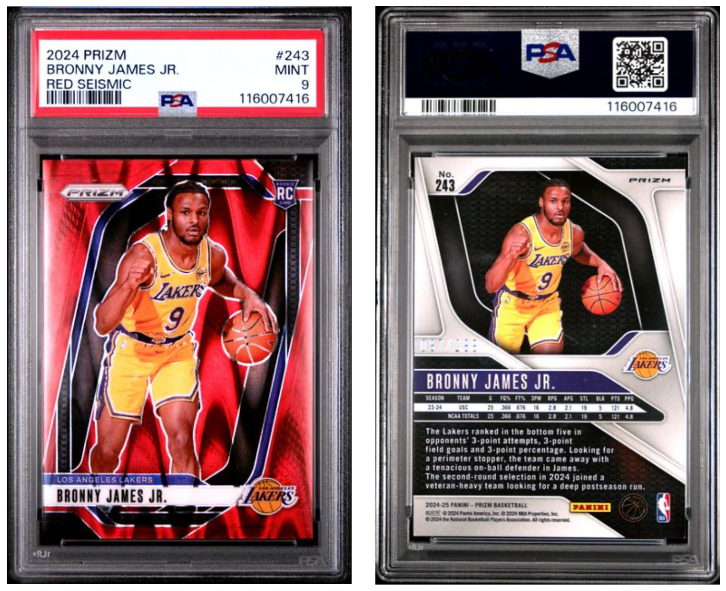 2024 Panini Prizm Bronny James Jr. #243 Red Seismic RC 097/299