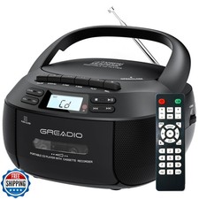 Greadio Boombox CD Player Cassette Player Combo, Boom Box Portable CD Players