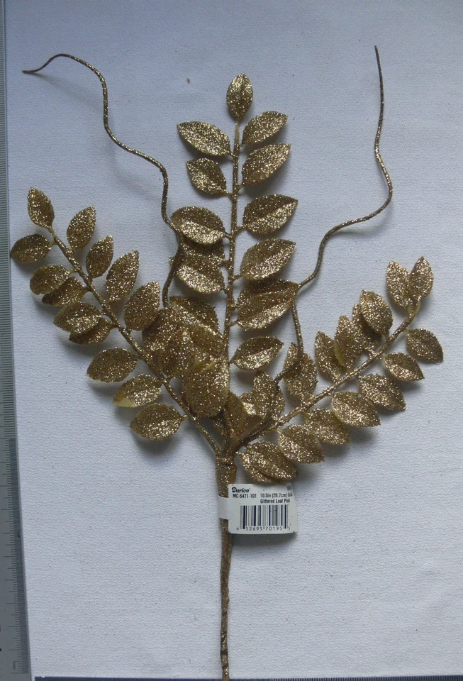 LEAF Tri Spray GOLD Metallic 26cm long, 48 Leaves + 2 Stolens 18 & 20cm long DCT - image 2 of 3