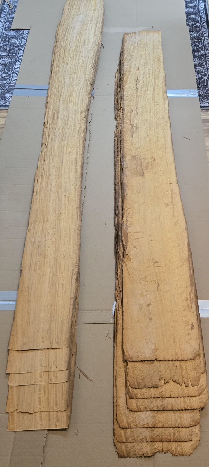Vintage 1967-70s Primavrera 1/32" Seq. Raw Veneers 7) 8 1/2 x 64 & 5) 7 x 75 1/2