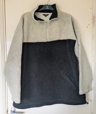 I. S. Sport Men's Chunky Fleece Quarter Zip Sweatshirt Size XL Black And Beige 