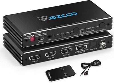 HDMI 2.1 eARC Audio Extractor Switch 2x1   8K@60Hz 4K@120Hz Dolby Atmos